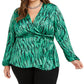 INC International Concepts Top feminino plus size com estampa animal, verde médio, tamanho 2X