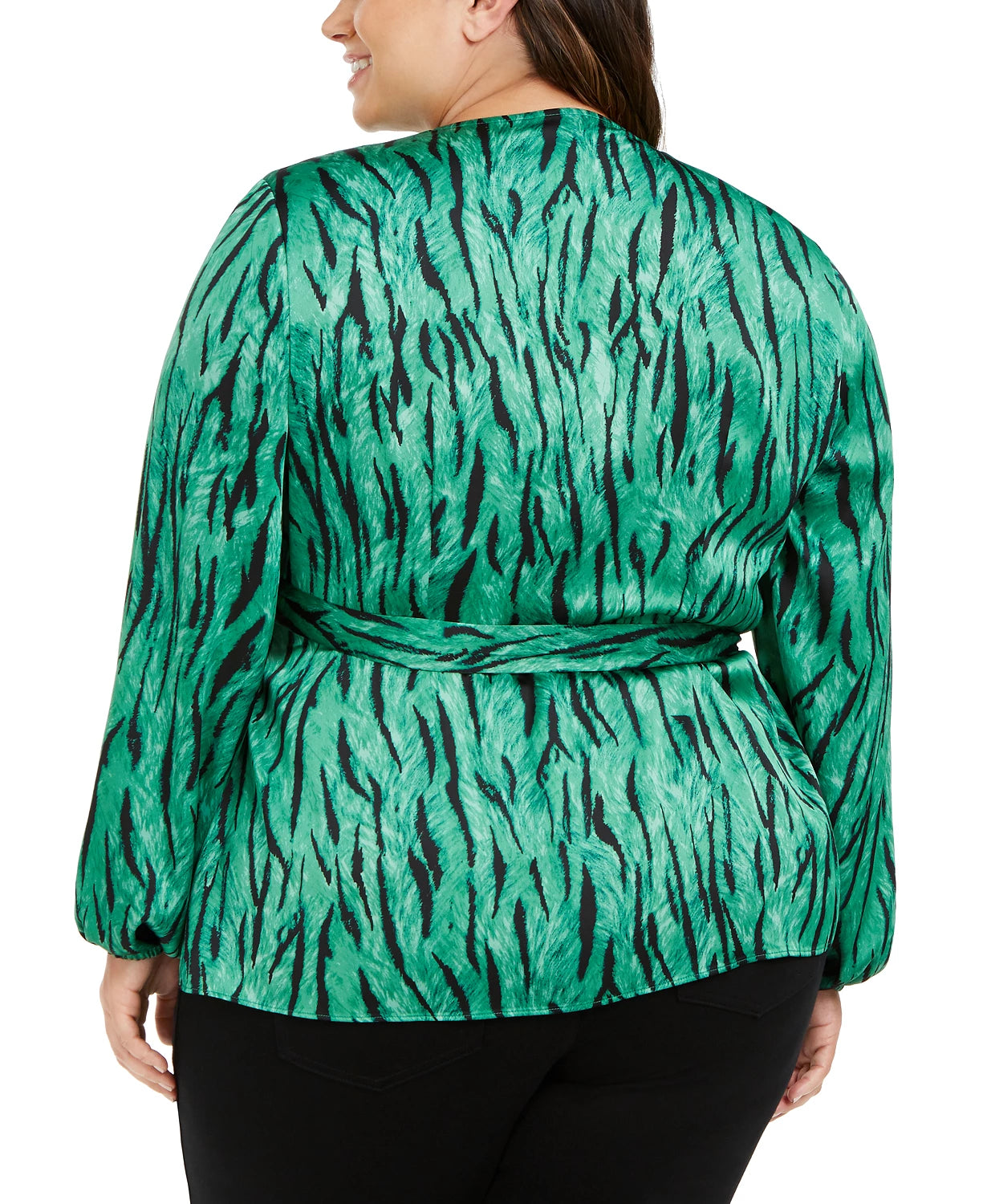 INC International Concepts Top feminino plus size com estampa animal, verde médio, tamanho 2X