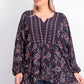 Blusa feminina plus size estampa paisley estilo &amp; co roxa tamanho OX