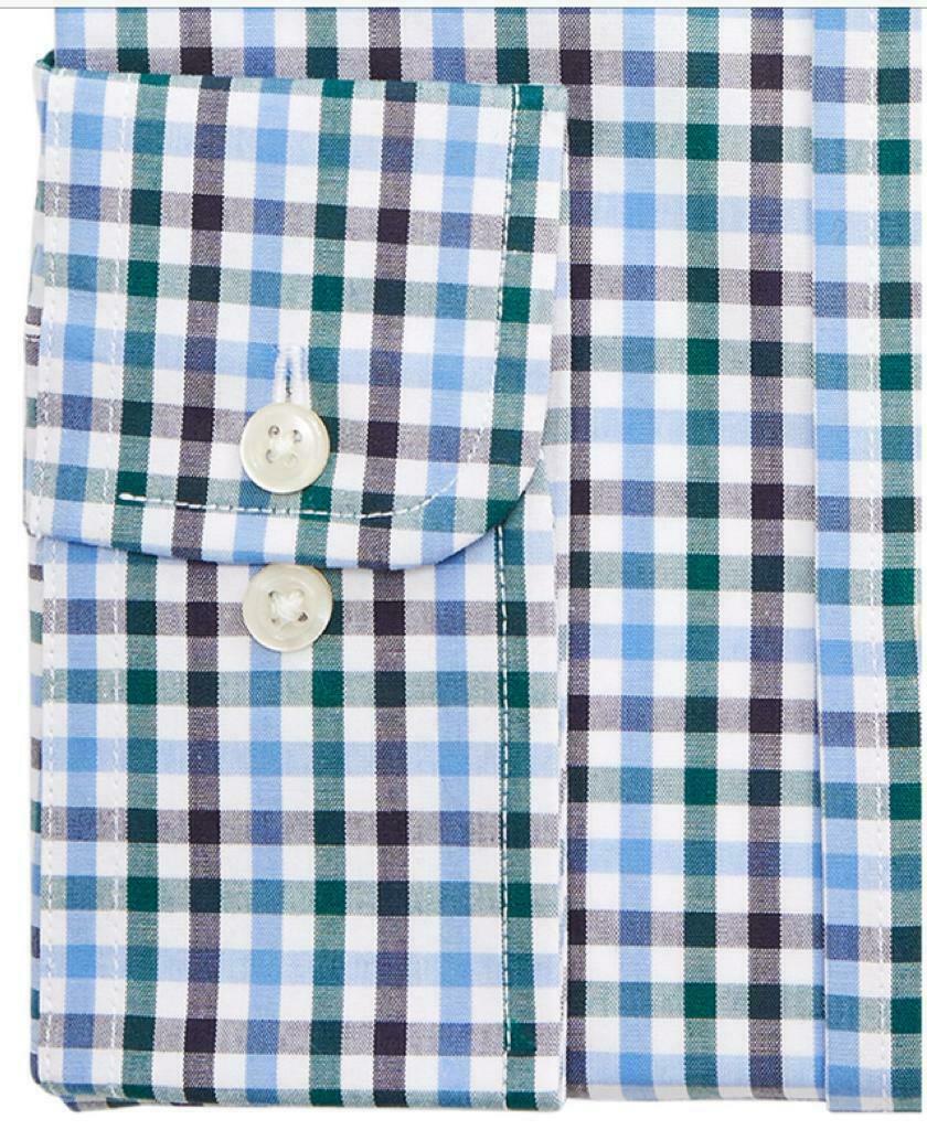 Camisa social masculina Club Room Regular Fit Stretch Antirrugas Xadrez Tamanho 17x34-35