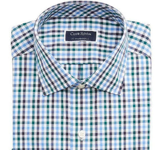 Camisa social masculina Club Room Regular Fit Stretch Antirrugas Xadrez Tamanho 17x34-35
