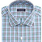 Camisa social masculina Club Room Classic/Regular Fit Stretch, resistente a rugas, xadrez, azul-marinho, tamanho 15,5 x 34-35