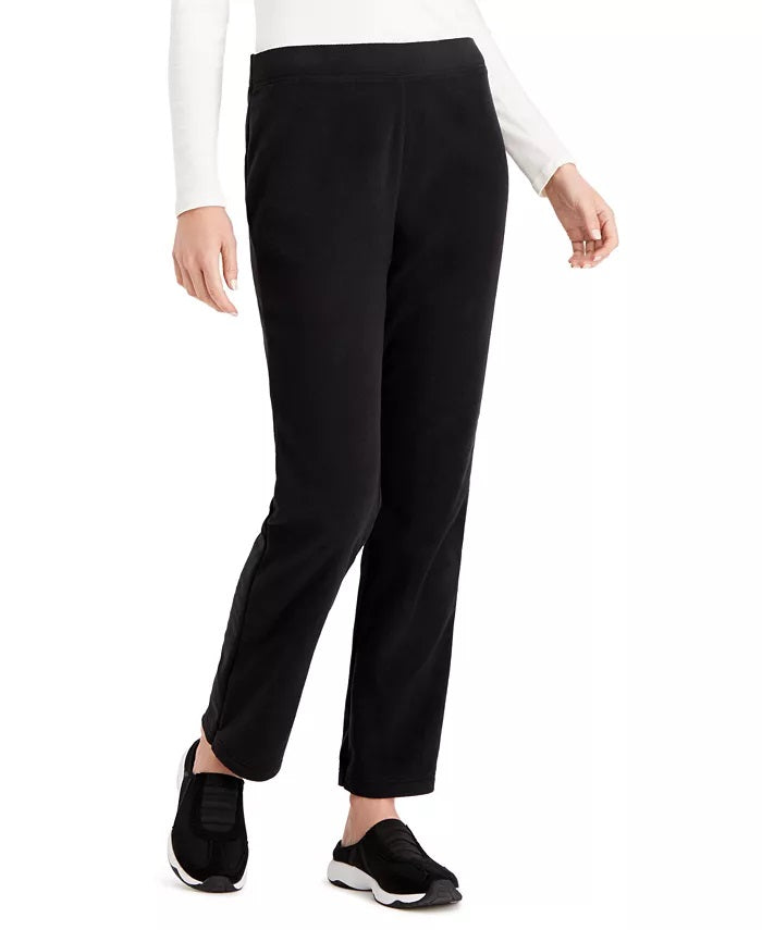 Calça esportiva feminina Karen Scott Microfleece preta tamanho extra grande