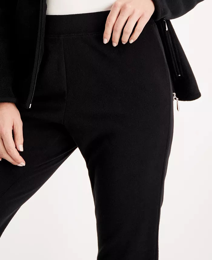 Calça esportiva feminina Karen Scott Microfleece preta tamanho extra grande