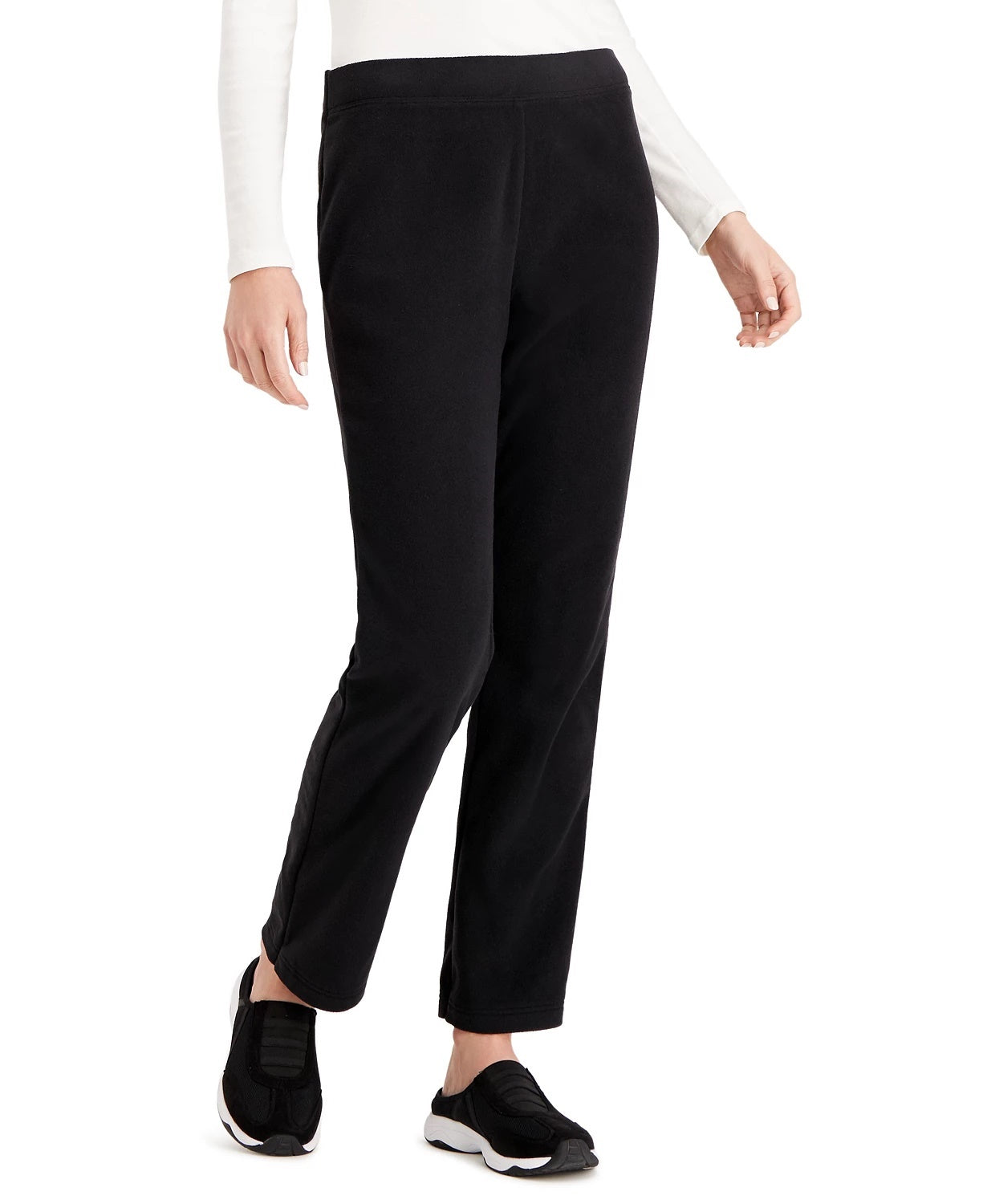 Calça Esportiva Feminina Karen Scott Microfleece Preta Tamanho Extra Pequeno