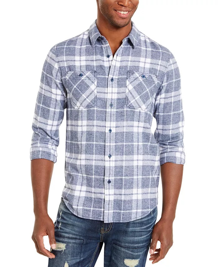 Camisa xadrez masculina American Rag Mitch Grindle, tamanho azul marinho, extra grande