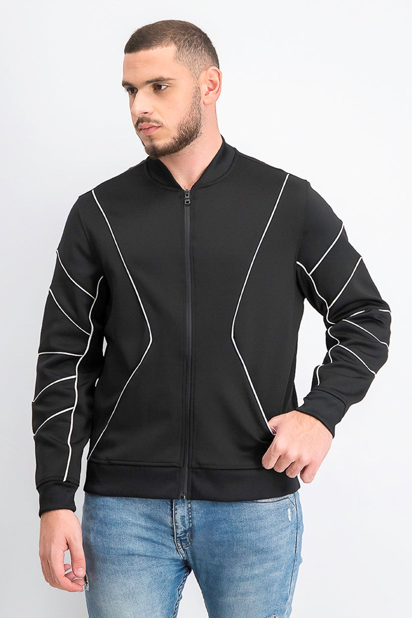 Jaqueta de malha masculina com zíper frontal e cano curto da INC International Concepts, preta, tamanho extragrande