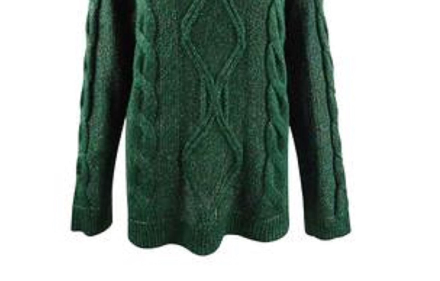 Suéter feminino Charter Club com gola alta e tricô trançado com glitter, verde escuro, tamanho extra grande