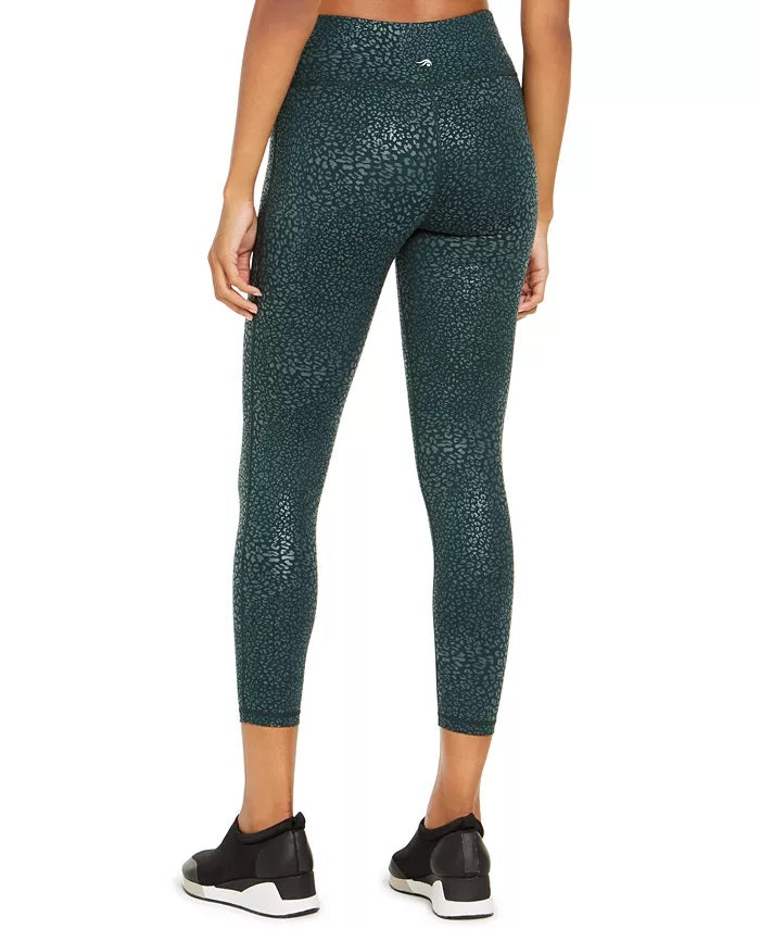 Leggings femininas Ideology com estampa animal em tons verde-escuro, tamanho XX-G