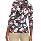 Karen Scott Top feminino pequeno com estampa floral e glitter vermelho brilhante tamanho pequeno