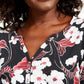 Karen Scott Top feminino pequeno com estampa floral e glitter vermelho brilhante tamanho pequeno