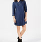 Vestido-camisa feminino Karen Scott de algodão chambray, azul-marinho, tamanho extragrande