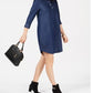 Vestido-camisa feminino Karen Scott de algodão chambray, azul-marinho, tamanho extragrande