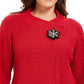 Blazer feminino JM Collection Petite com broche frontal cruzado, vermelho, tamanho médio