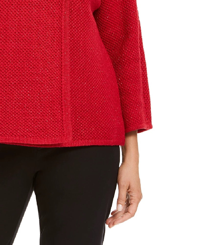 Blazer feminino JM Collection Petite com broche frontal cruzado, vermelho, tamanho médio