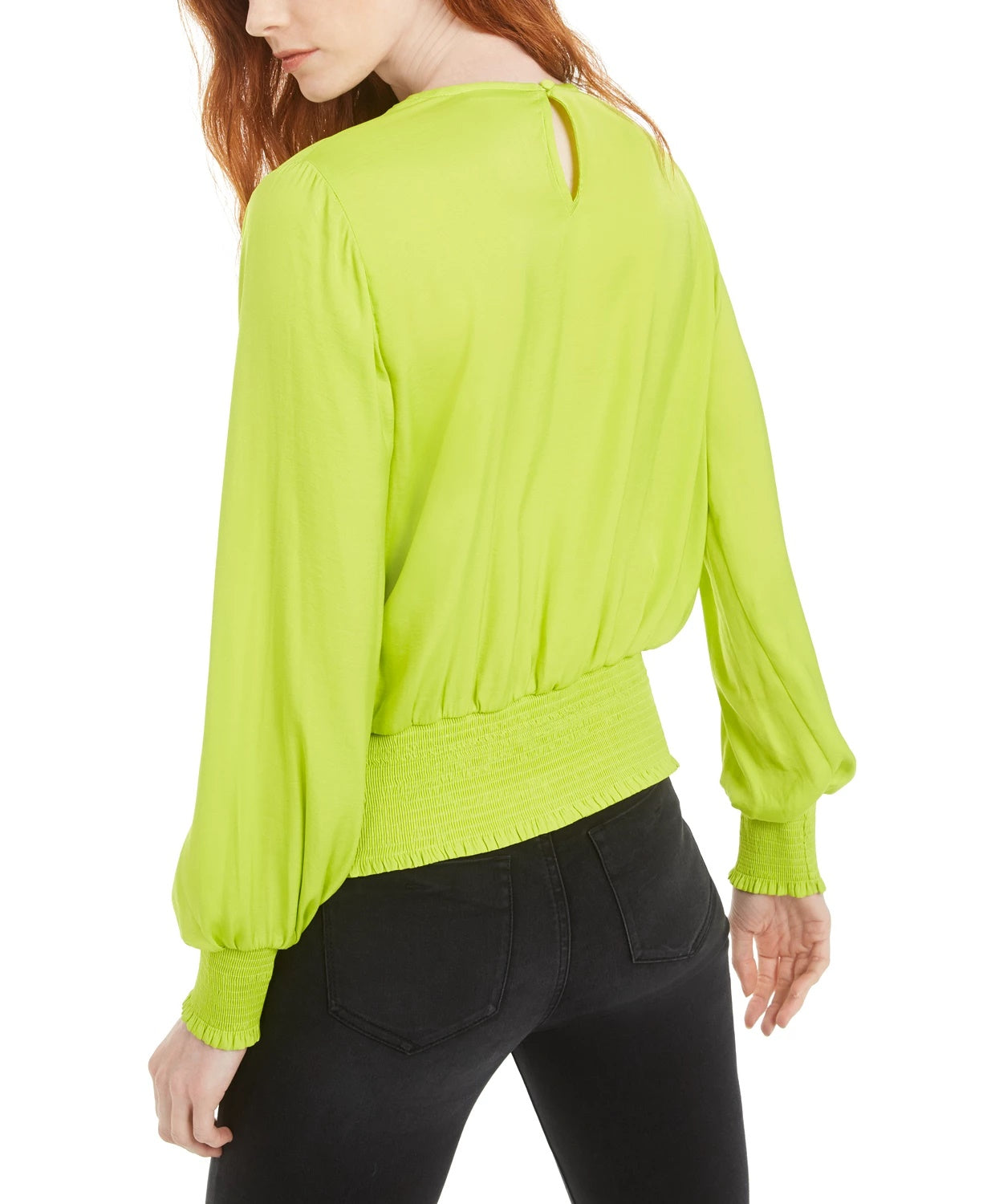 Blusa feminina Bar III Smocked Surplice, verde, tamanho X-S