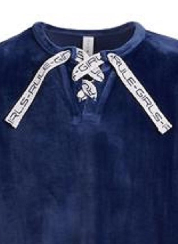 Ideologia Big Girls Moletom de veludo com cadarço azul escuro tamanho médio