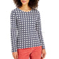 Camiseta feminina estampada de algodão pima Charter Club, branca, tamanho grande