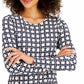 Camiseta feminina estampada de algodão pima Charter Club, branca, tamanho X-S