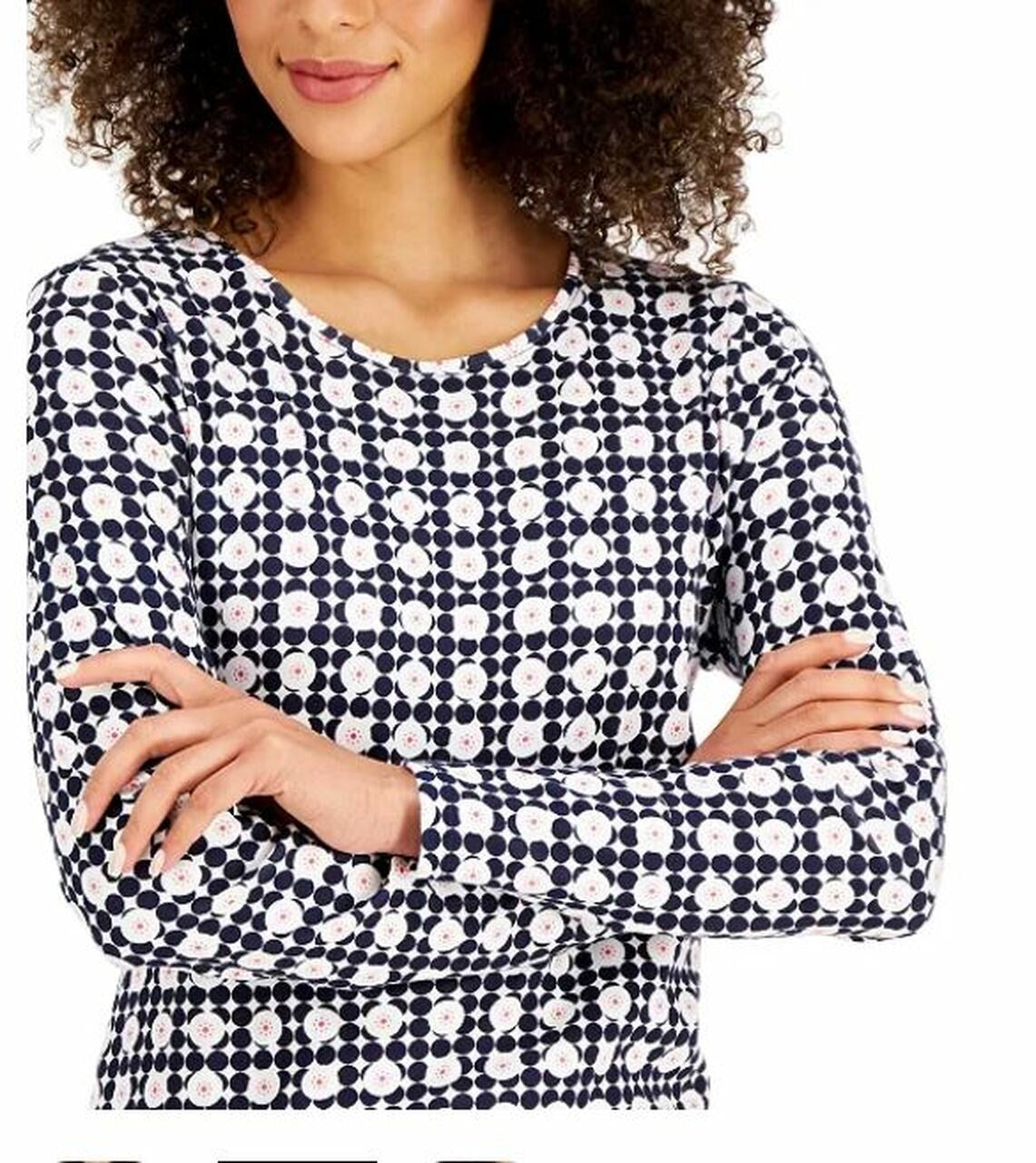 Camiseta feminina estampada de algodão pima Charter Club, branca, tamanho X-S