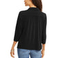 Camisa polo feminina de malha Charter Club, preta, tamanho X-S