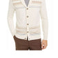 Cardigan de malha com listras geométricas e intarsia masculino Tasso Elba, branco, tamanho XX-G