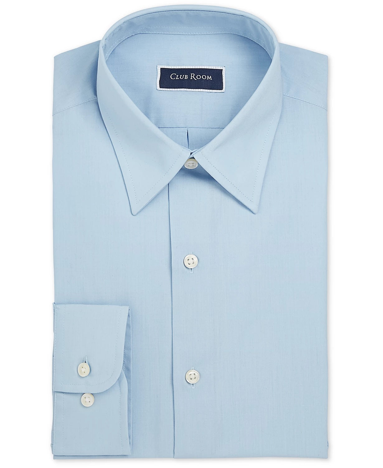 Camisa social masculina Club Room Classic/Regular Fit, cor sólida, tamanho azul médio, 16,5 x 34-35