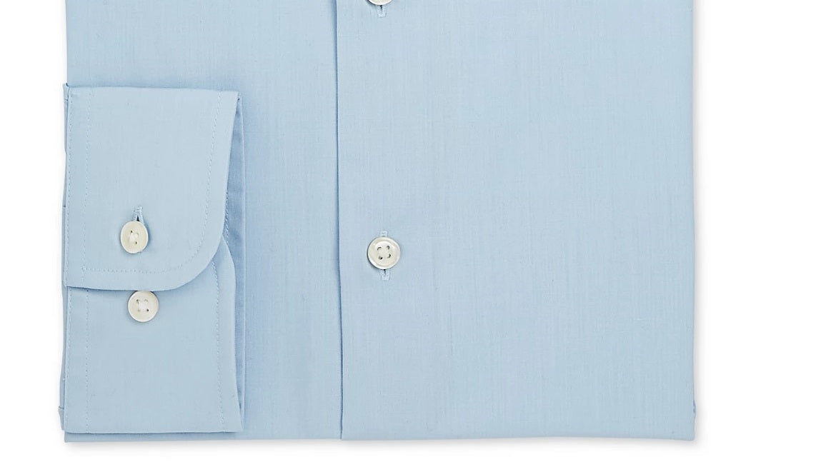 Camisa social masculina Club Room Classic/Regular Fit, cor sólida, tamanho azul médio, 16,5 x 34-35