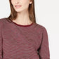 Camisa listrada feminina Maison Jules com manga 3/4, vinho, tamanho pequeno