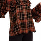 Blusa xadrez feminina com babados e ombros descobertos, preta, tamanho extragrande, da INC International Concepts