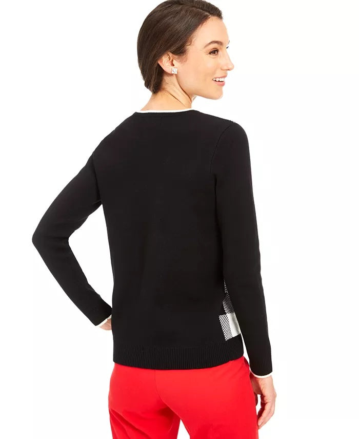 Suéter feminino com estampa de xadrez Buffalo Charter Club, tamanho natural, pequeno