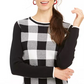 Suéter feminino Charter Club Buffalo Check Family, branco, tamanho grande