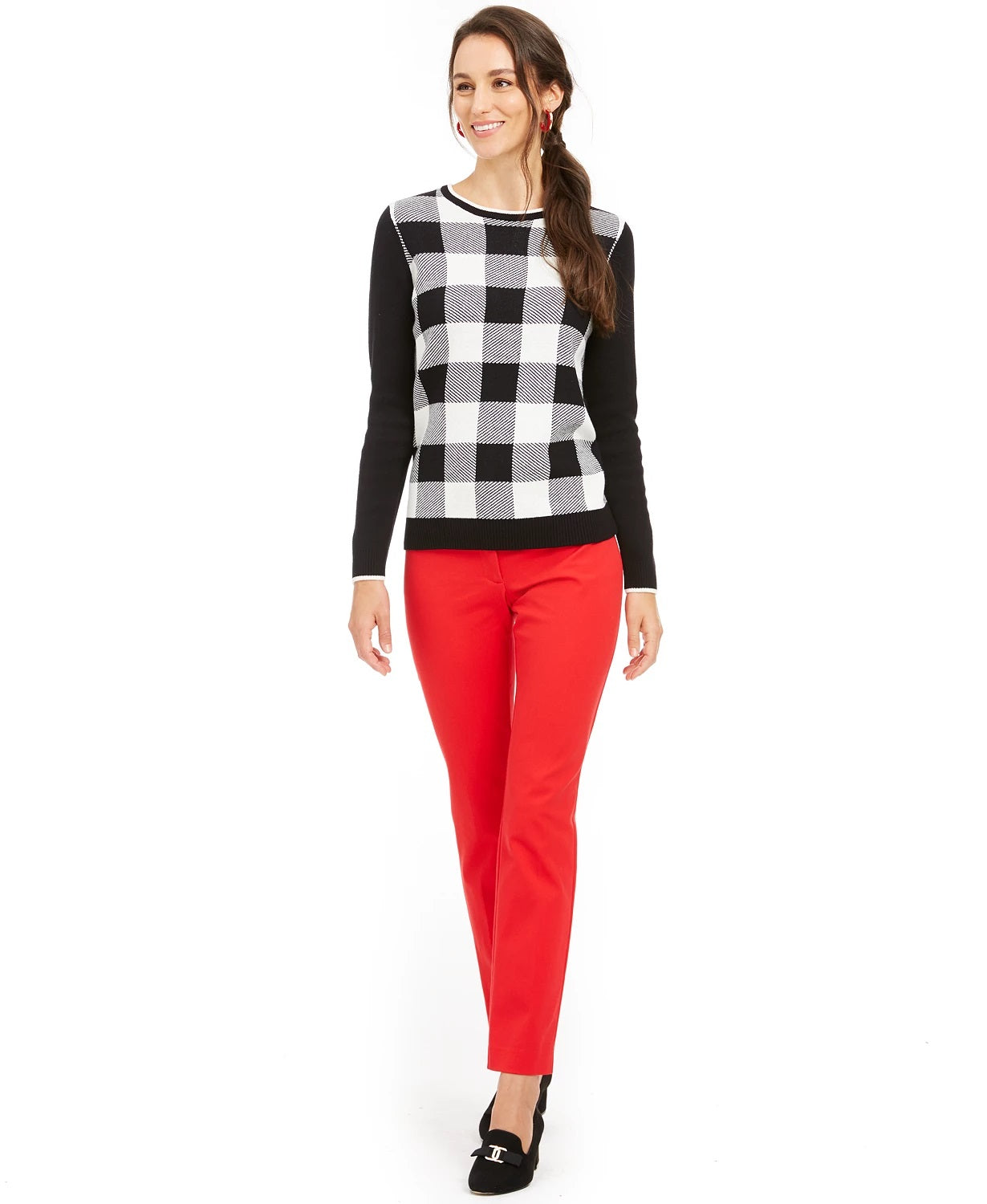 Suéter feminino Charter Club Buffalo Check Family tamanho natural XS