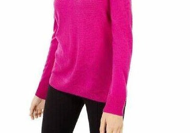 Suéter feminino com decote em V e detalhe de fechadura da INC International Concepts, rosa, tamanho X-S