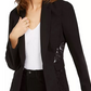 Blazer feminino peplum de renda da INC International Concepts, preto, tamanho médio