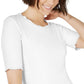 Blusa feminina Maison Jules com gola redonda e mangas curtas, branca, tamanho X-S