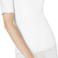 Blusa feminina Maison Jules com gola redonda e mangas curtas, branca, tamanho X-S
