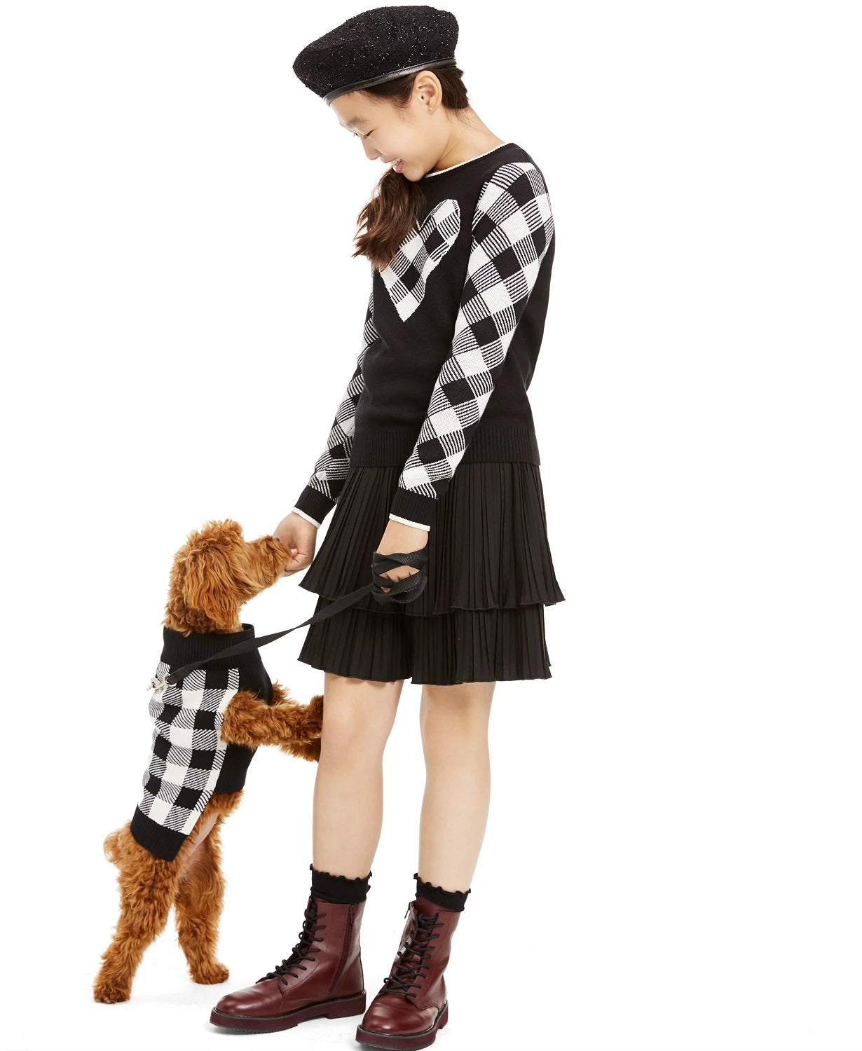 Charter Club Big Girls Buffalo Check Família Suéter Preto Tamanho Médio