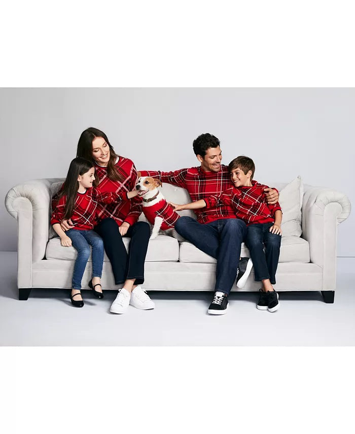 Charter Club Masculino Big Boys Xadrez Família Suéter Vermelho Tamanho Médio