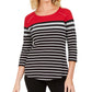 Karen Scott Sport Feminino Listrado Colorblocked com Ilhós Vermelho Brilhante Tamanho P