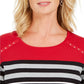 Karen Scott Sport Feminino Listrado Colorblocked com Ilhós Vermelho Brilhante Tamanho P