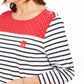Karen Scott Sport Colorblocked Listrado Top Feminino Vermelho Brilhante Tamanho P