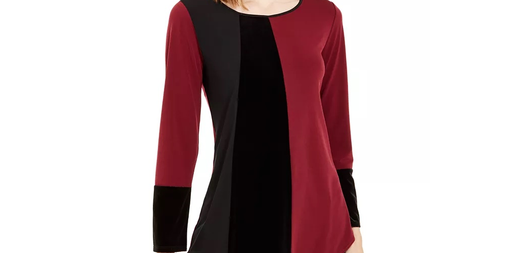 Blusa feminina Alfani Colorblock assimétrica vinho tamanho pequeno