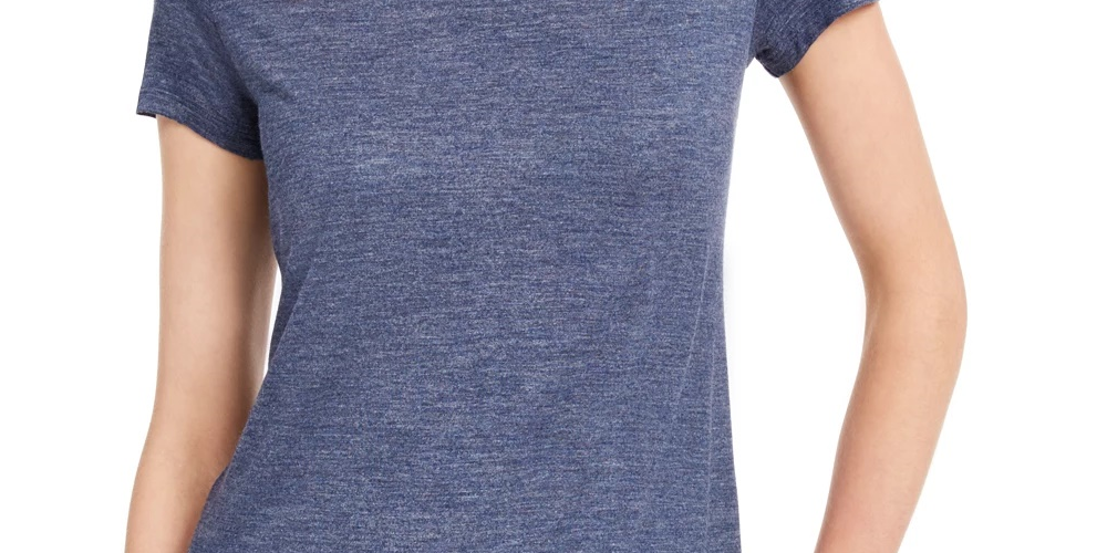 Camiseta feminina lisa com amarração nas costas Maison Jules, azul-escuro, tamanho extra pequeno