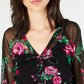 Top feminino estampado com cadarço INC International Concepts, preto, tamanho pequeno
