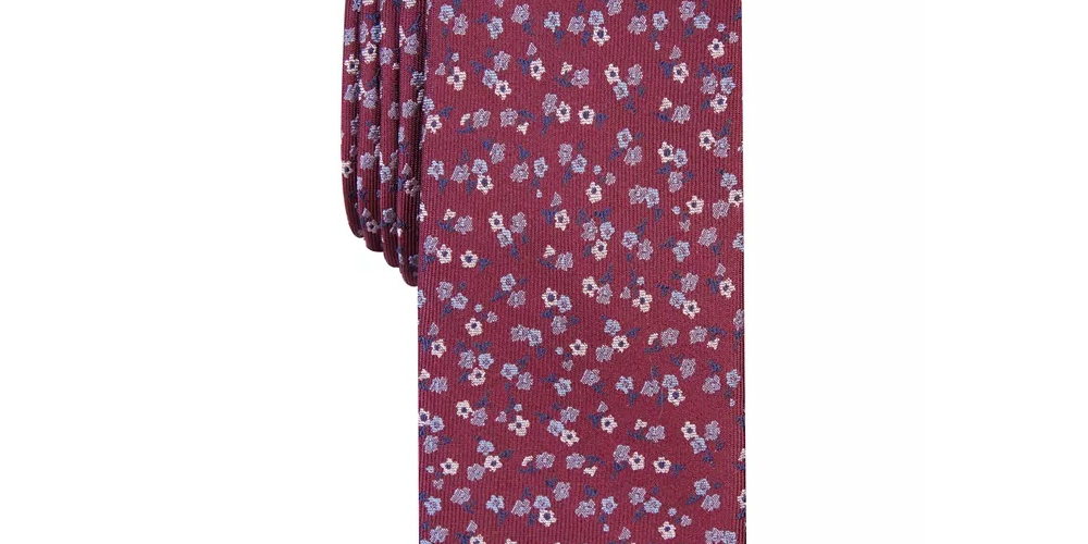 Gravata floral fina Penrose masculina Bar III vermelha tamanho regular