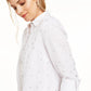 Blusa de linho feminina Charter Club com bolinhas, branca, tamanho pequeno