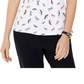 Blusa feminina Karen Scott com estampa de libélula, branca, tamanho médio