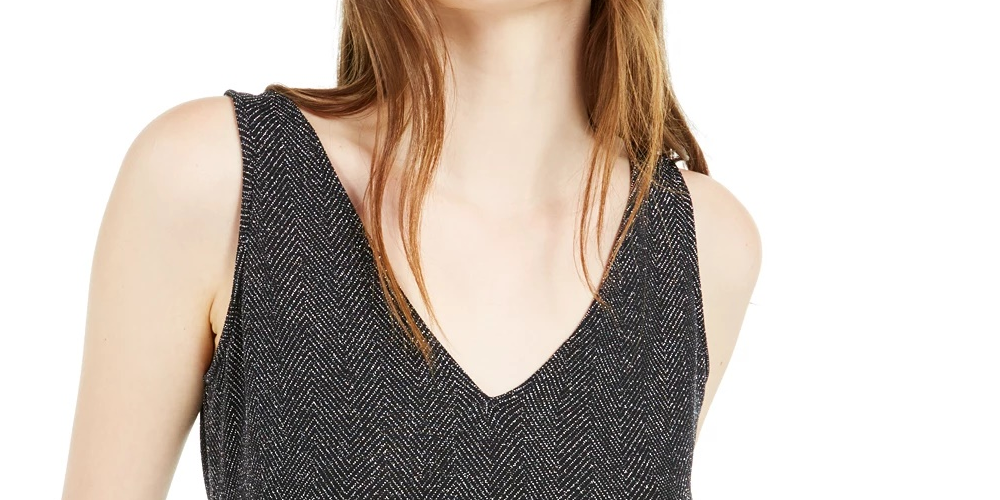 Blusa sem mangas com glitter Bar III feminina, preta, tamanho pequeno