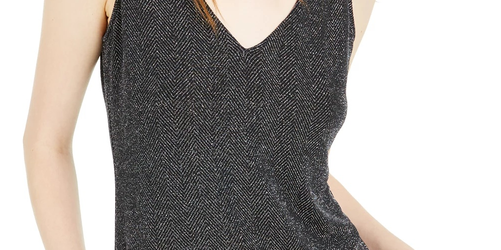 Blusa sem mangas com glitter Bar III feminina, preta, tamanho pequeno